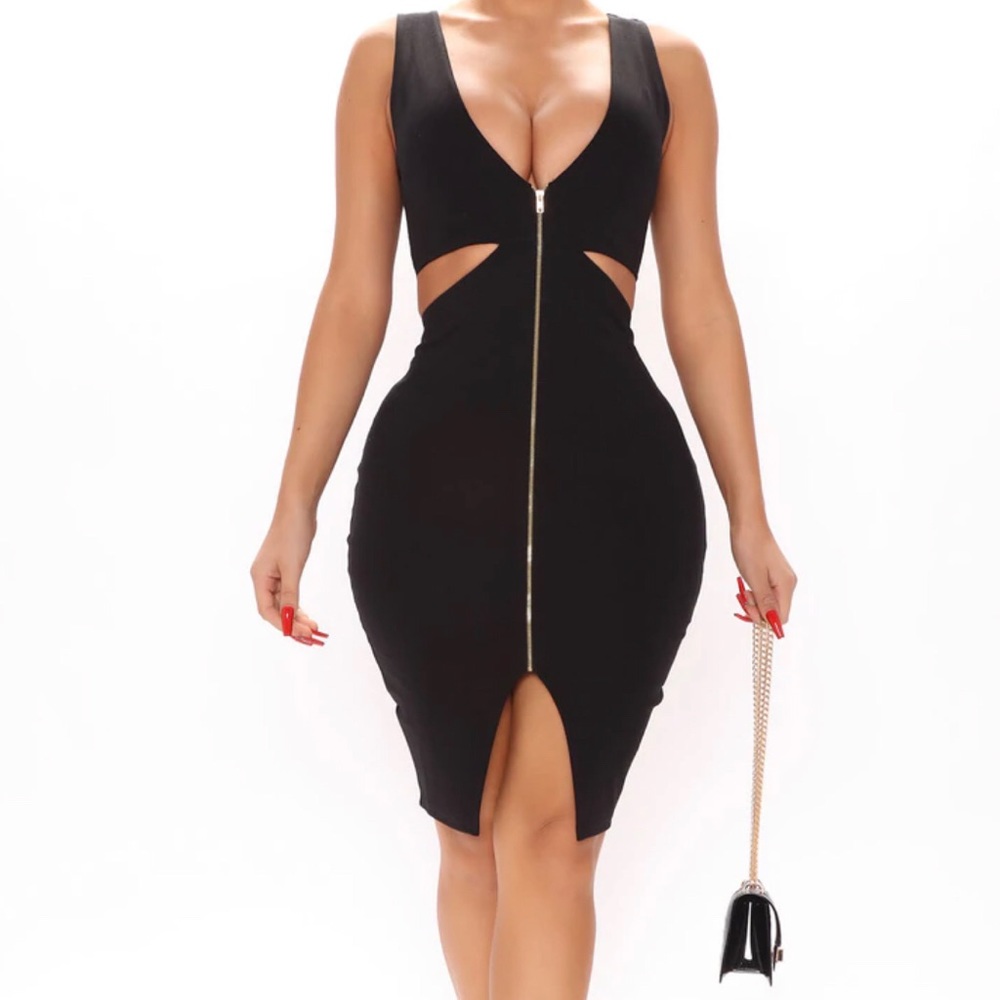 Fashion Nova Allyson Midi Dress - Black
